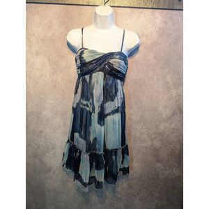 Aziz satin lined chiffon coquette mini dress size medium